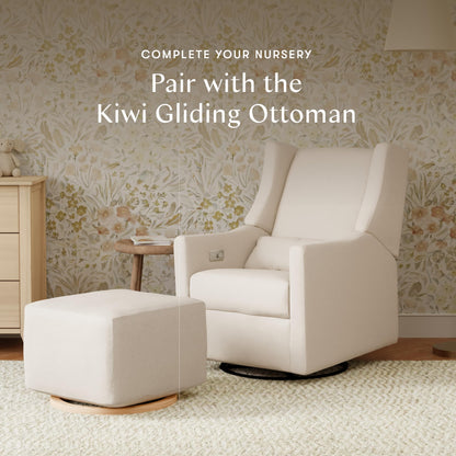 Babyletto Kiwi Electric Power Glider Recliner Nursery Chair w/ USB Ports - Water & Stain Resistant Glider Rocking Chair for Nursery - GREENGUARD Gold Certified Swivel Rocker Recliner Chair - Cream