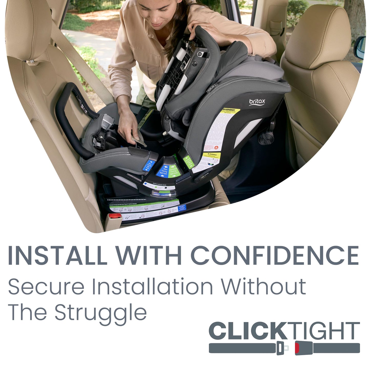 Britax Poplar S Convertible Car Seat, 2-in-1 Car Seat with Slim 17-Inch Design, ClickTight Technology, Arctic Onyx
