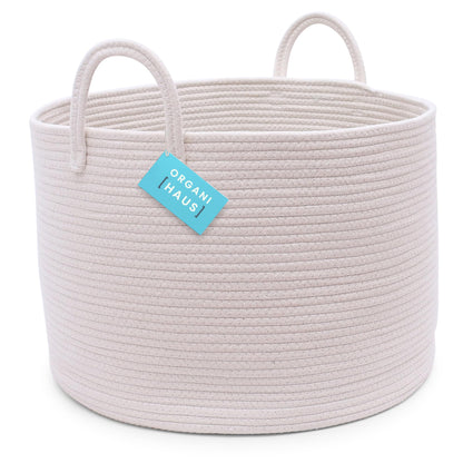 OrganiHaus Large Blanket Basket for Living Room 20x13, Rainbow Rope Basket for Classroom Organization, Toy Storage Basket, Woven Kids Laundry Basket, Baby Toy Box, Cute Storage Basket, Nursery Hamper