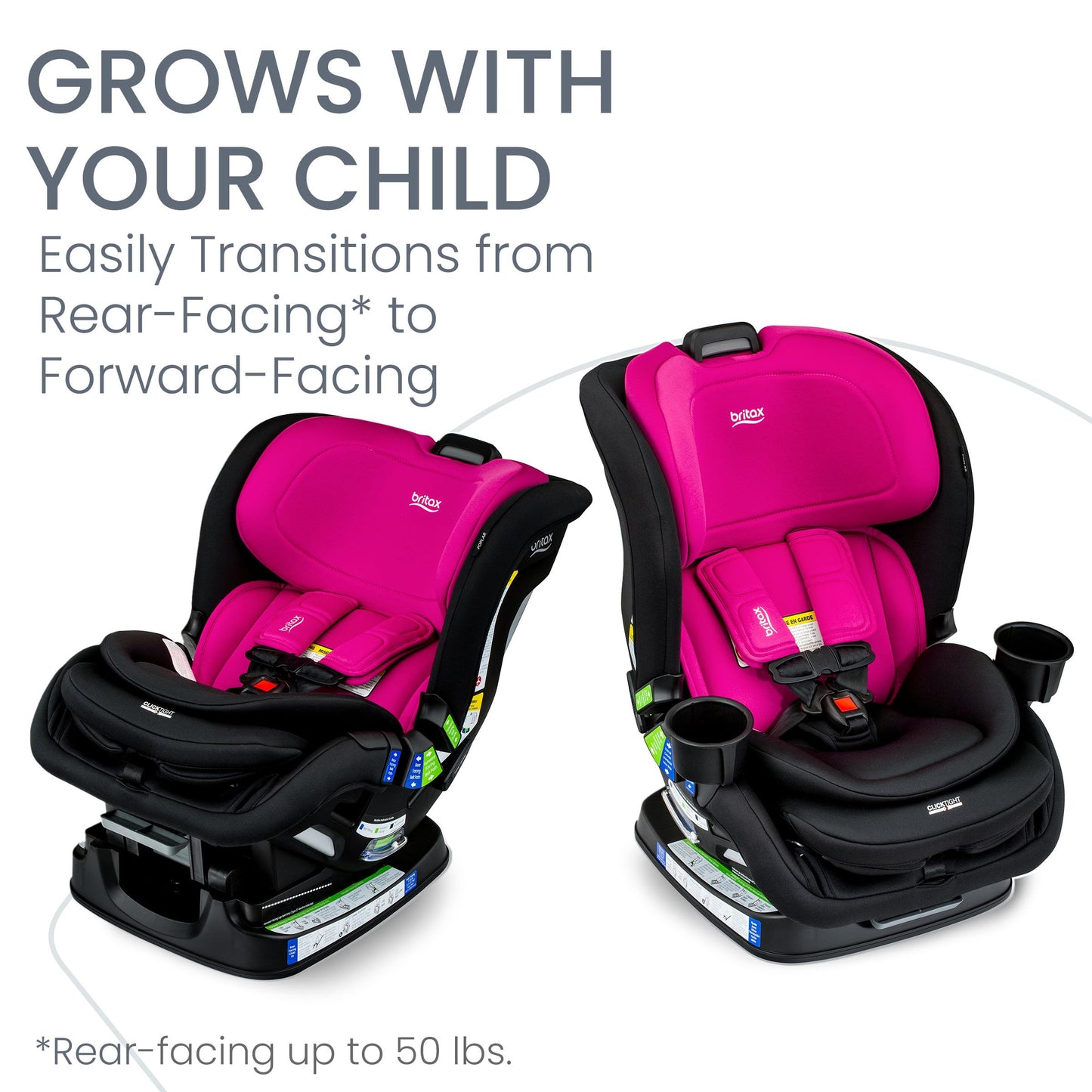Britax Poplar S Convertible Car Seat, 2-in-1 Car Seat with Slim 17-Inch Design, ClickTight Technology, Arctic Onyx