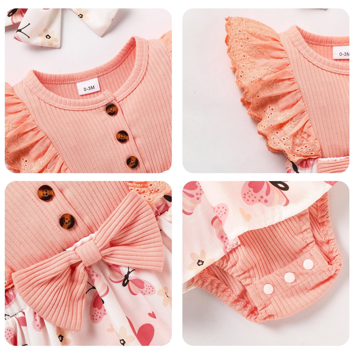 Sinhoon Baby Girl Clothes Newborn Ruffled Sleeveless Romper Floral Dreesy Bodysuit Heaedband 3pcs Baby Girl Summer Clothes