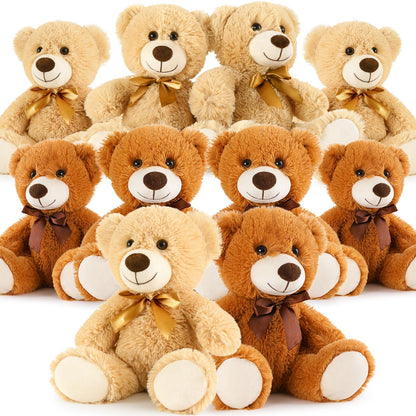MorisMos 6Pcs Teddy Bears Bulk Baby Shower, 14inch Cute Teddy Bear Stuffed Animals Plush, Small Stuffed Bears on Centerpiece Baby Shower, White