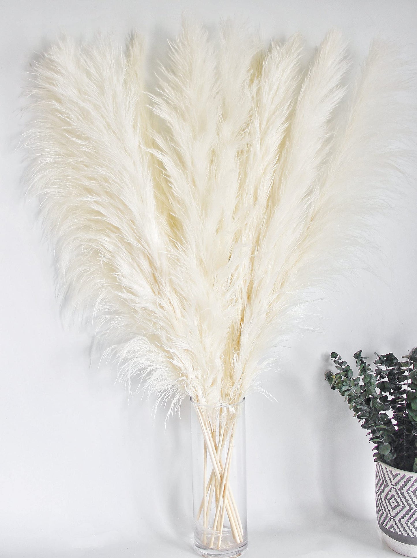 110 PCS of Boho Pampas Grass Decor, Naturally Dried Pompas, Bunny Tails Dried Flowers, and dried eucalyptus. Perfect for Weddings, Boho Party Decorations, and Table Decor.