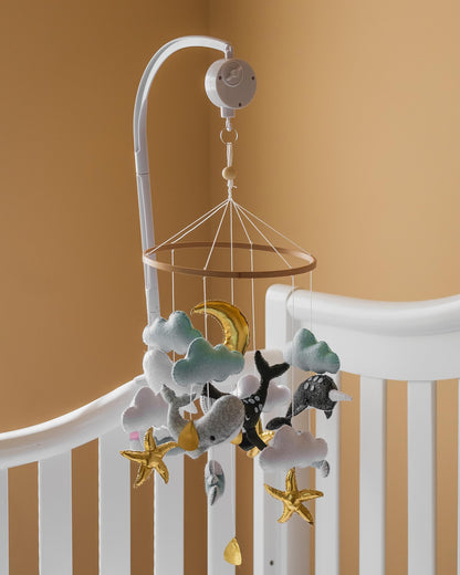 Girl Teddy Bear Mobile for Crib, Felt Ball Mobile Bear Crib Mobile Pink Bear Baby Shower, Gift Baby Nursery Decor Kids Mobile, Bear Stars Bird Mobile Mobile arm is NOT Included