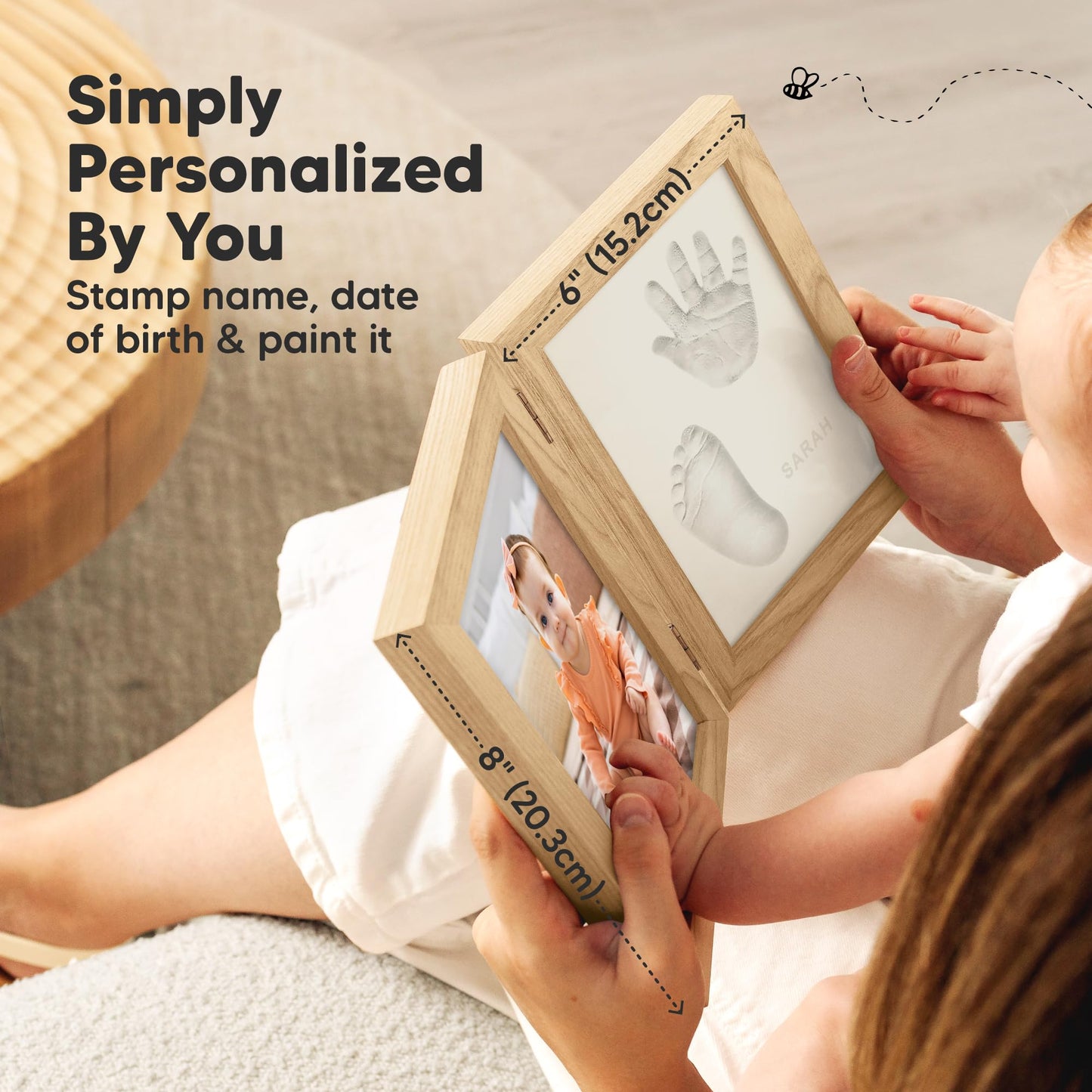 Baby Hand and Footprint Kit, Quick Dry Clay - Newborn Keepsake Feet and Handprint Kit, Nursery Picture Frame, Personalized New Mom Gifts for Baby Showers & Registry, First Mother's Day (Alpine White)