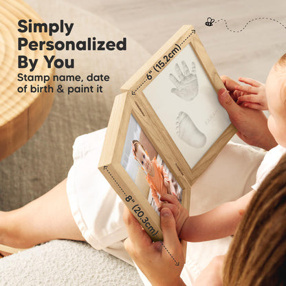 Baby Hand and Footprint Kit, Quick Dry Clay - Newborn Keepsake Feet and Handprint Kit, Nursery Picture Frame, Personalized New Mom Gifts for Baby Showers & Registry, First Mother's Day (Alpine White)