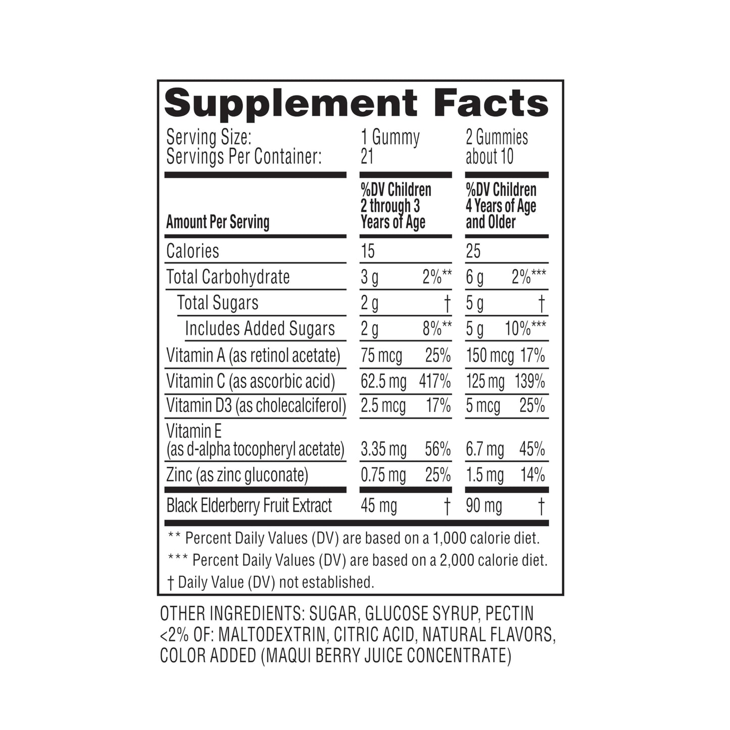 Zarbee's Children's Daily Immune Support Gummies with Real Elderberry + Vitamins A, C, D, E & Zinc to Help Promote a Healthy Immune System, No Artificial Flavors, Gluten-Free, 42 ct