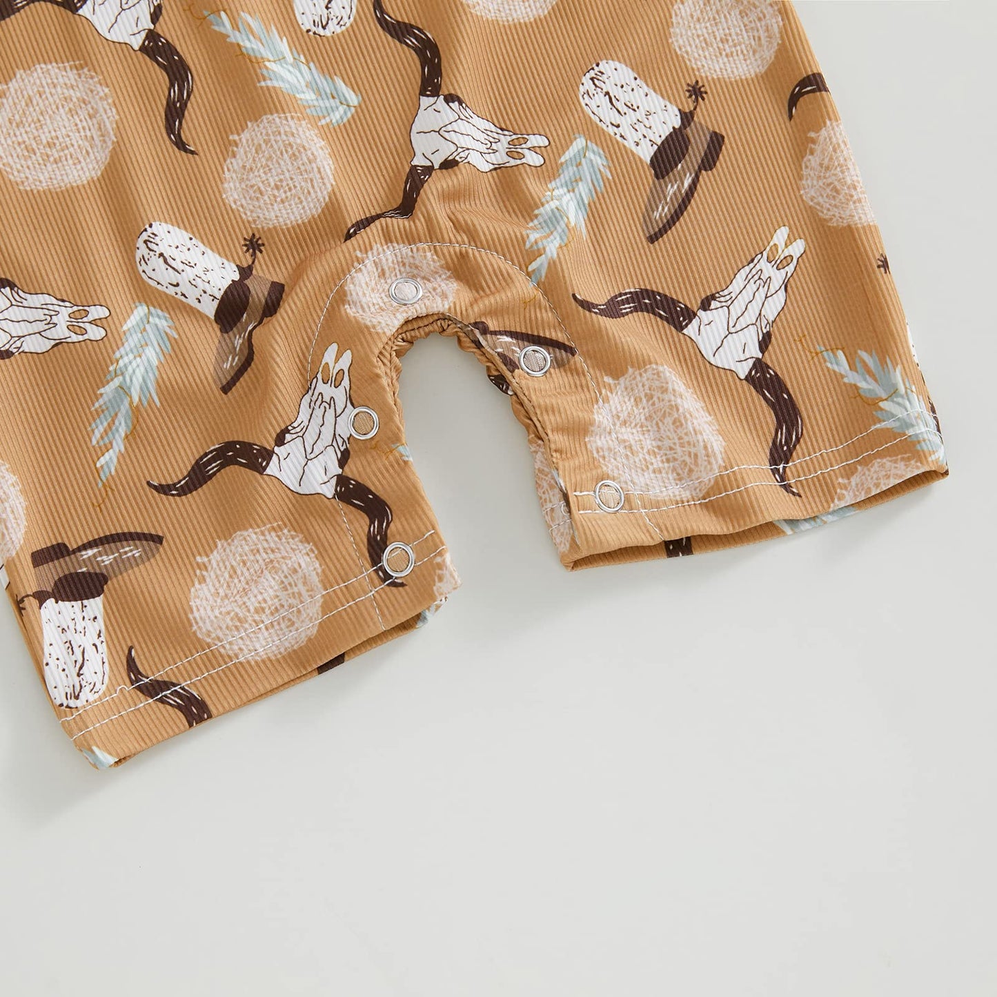 Gueuusu Country Baby Clothes Boy Girl Western Cow Print Short Sleeve Romper Bodysuit Ribbed One Piece Jumpsuit Summer Outfit