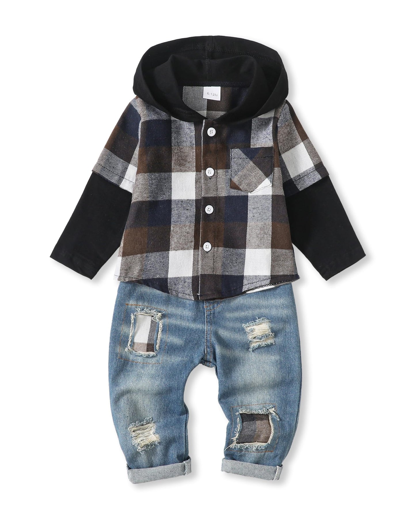 NZRVAWS Baby Boy Clothes Toddler Outfit Infant 6 12 18 24 Months2 3 4T Sweatsuit Ripped Jeans Fall Winter Clothing
