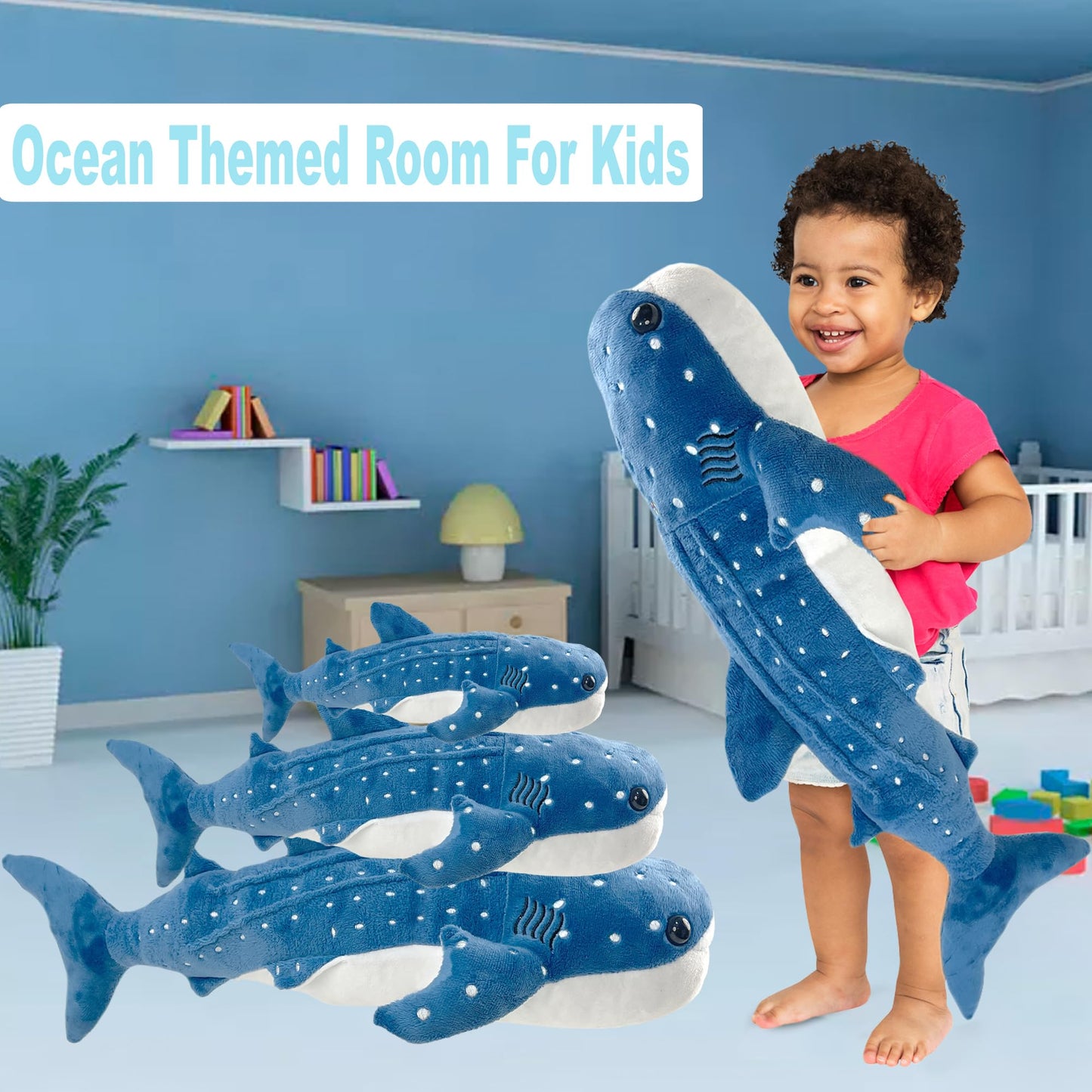 39 Inch Whale Shark Stuffed Animal – Giant Plush Shark Pillow Toy, Realistic Big Whale Shark Plushie for Kids and Ocean Lovers, Large Cuddly Gift