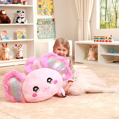 IKASA Giant Axolotl Stuffed Animal Plush Toy,Large Big Jumbo Soft Toys,31.5" Huge Size Cute Plushy Fluffy Fat Plushie,Gifts for Kids Girls