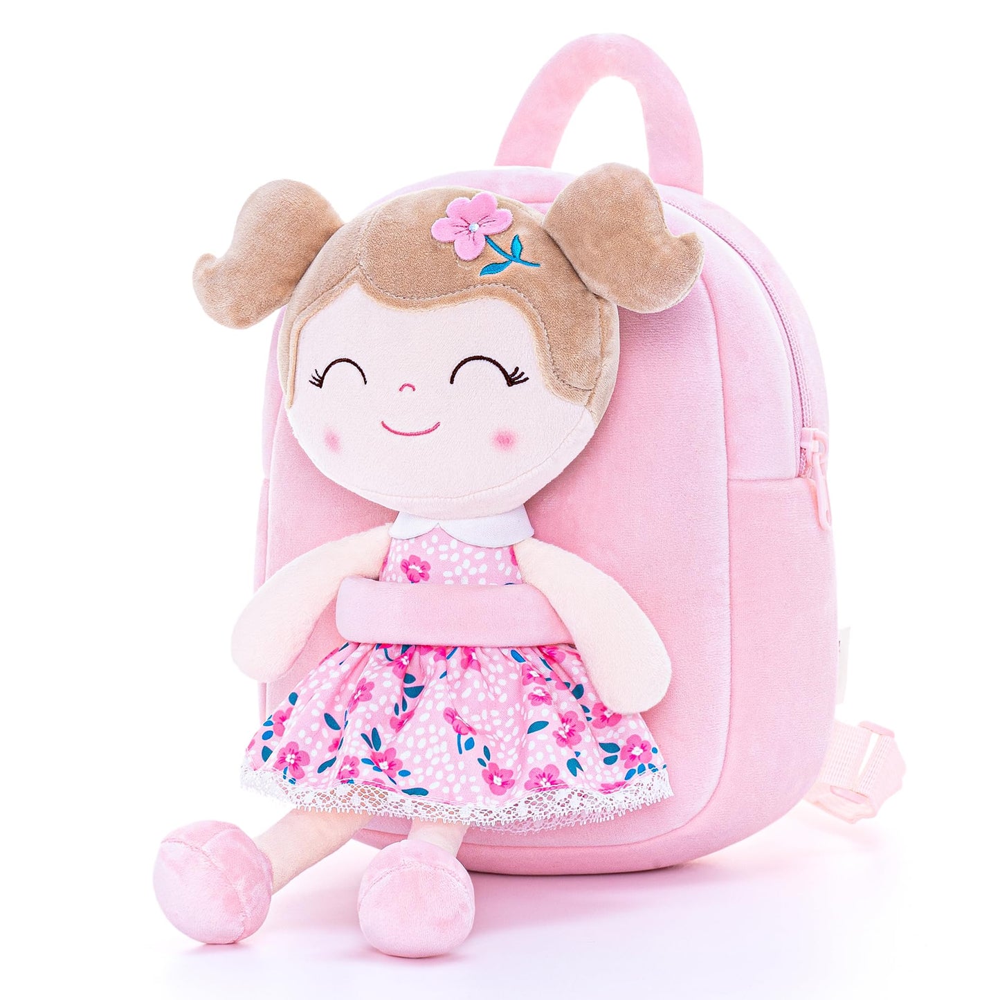 Gloveleya Toddler Backpack Baby Ballerina Girl Gifts Plush Curly Hair Ballet Backpack - Black Blonde 9 inches