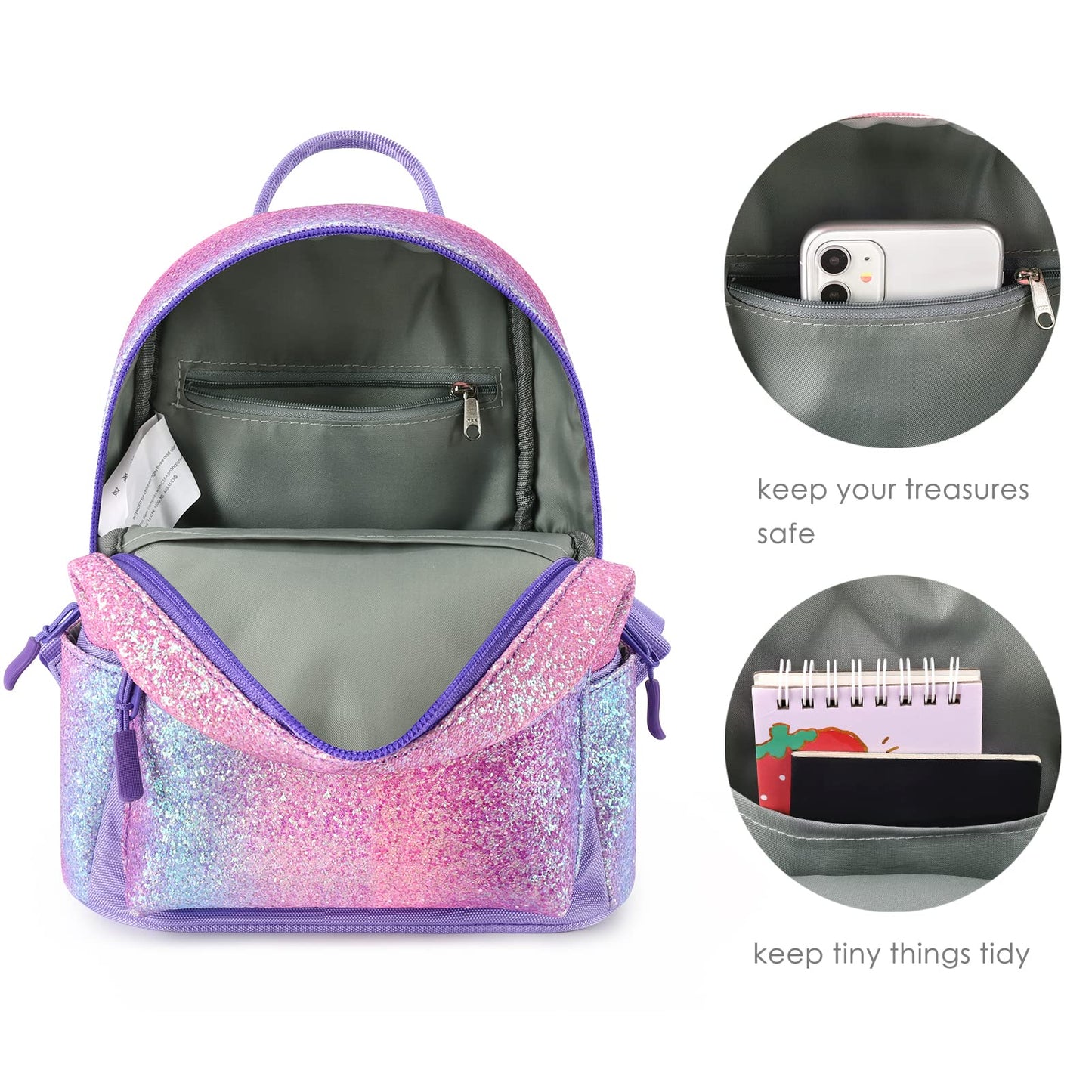 mibasies Mini Backpack for Girls Kids Rainbow Purse Dance Bag for Girls Gifts age 2 3 4 5 6 7 8 yrs