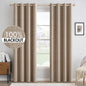 MIULEE 100% Blackout Linen Textured Curtains for Bedroom Solid Thermal Insulated Natural Beige Grommet Room Darkening Curtains & Drapes Luxury Decor for Living Room Nursery 52 x 84 Inch (2 Panels)
