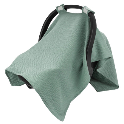 SERAPHY 100% Muslin Cotton Car Seat Covers for Babies, Universal Baby Car Seat Cover, Breathable Muslin Carseat Cover Canopies for Boys and Girls, Soft Infant Car Seat Cover for Summer — Rabbits