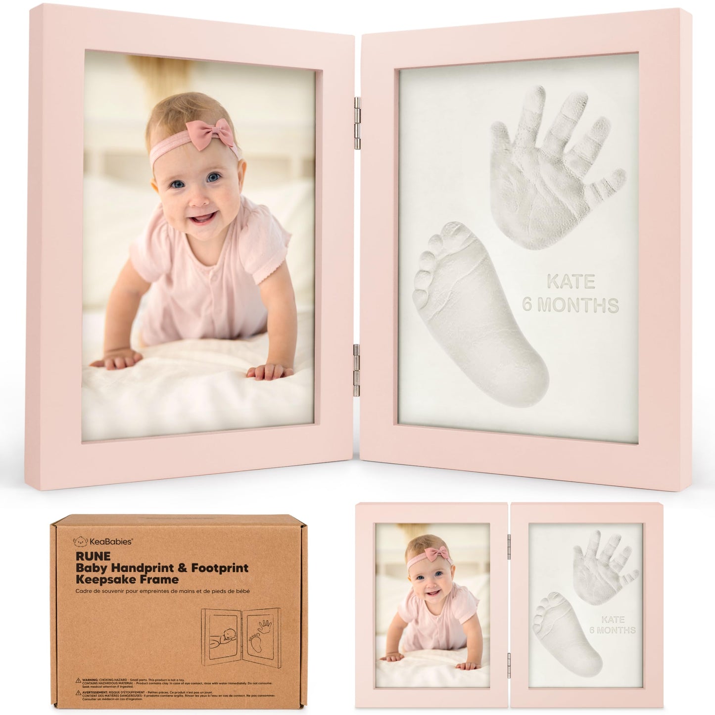 Baby Hand and Footprint Kit, Quick Dry Clay - Newborn Keepsake Feet and Handprint Kit, Nursery Picture Frame, Personalized New Mom Gifts for Baby Showers & Registry, First Mother's Day (Alpine White)