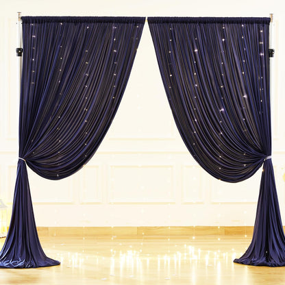 10x10ft Pink Backdrop Curtain with Lights String for Parties Wedding Wrinkle Free Soft Curtains Photo Backdrop Drapes for Girls Birthday Baby Shower Background Decorations 5x10ft, 2 Panels