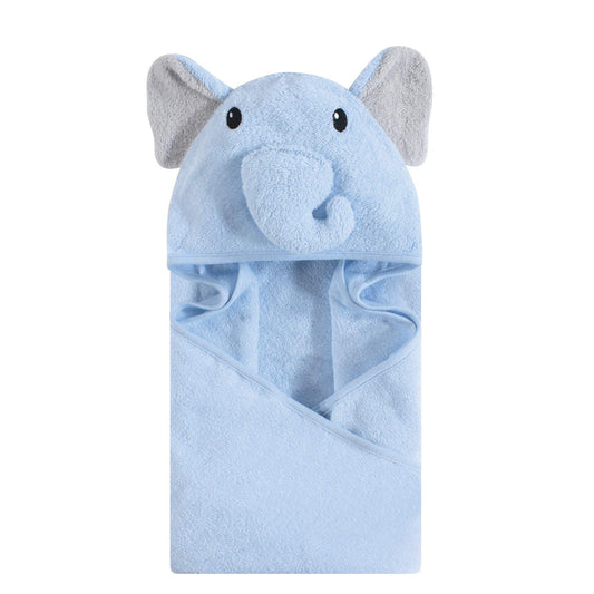 Hudson Baby Unisex Baby Cotton Animal Face Hooded Towel, Pretty Elephant, One Size