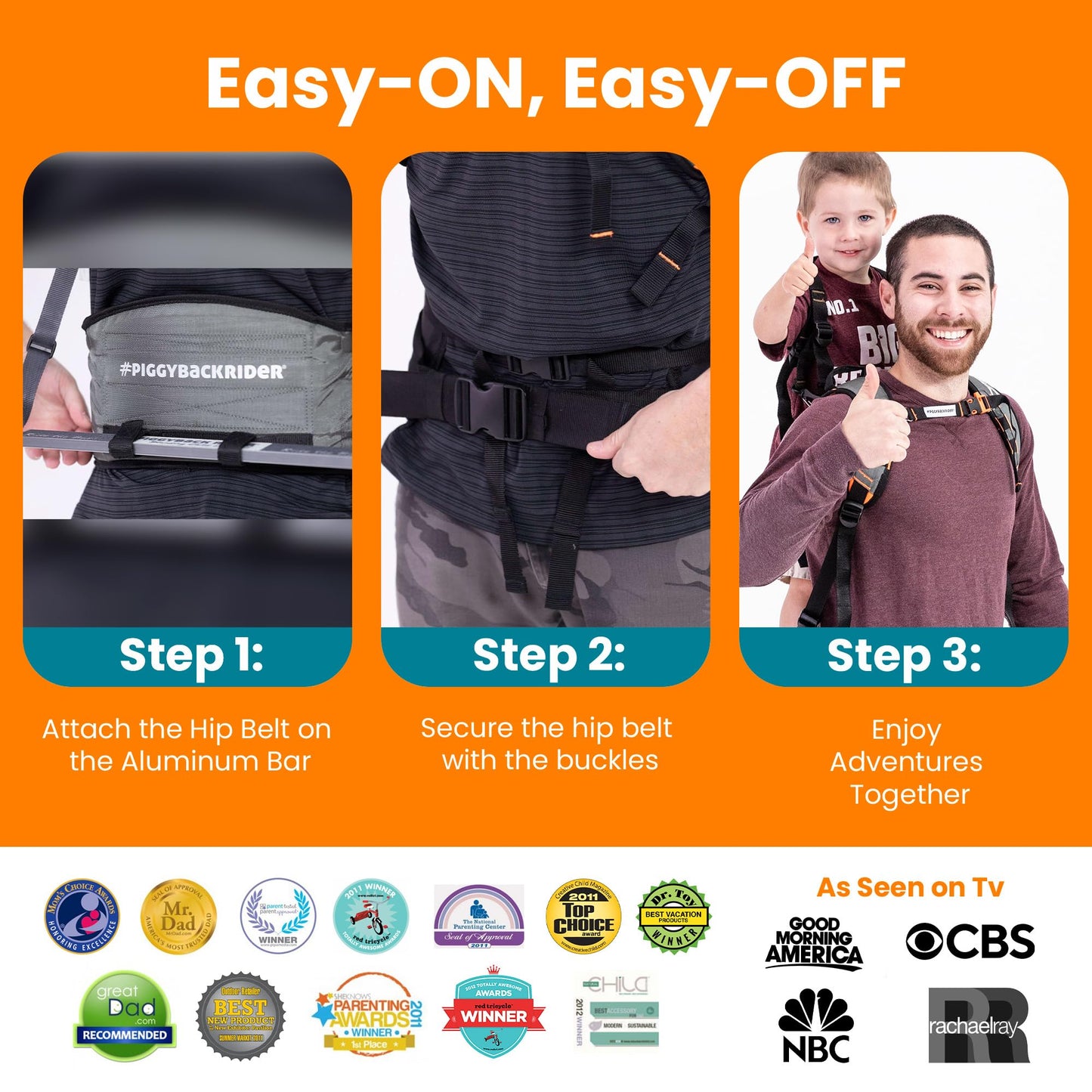 Piggyback SCOUT Toddler Carrier Backpack Deluxe - 6 Piece Set: Hip Belt, Carry Bag, Side Pocket, Mud Flap, Water Bottle & Selfie Stick Holders - For Ages 2-4 (Under 50 lbs) - Hiking & Travel