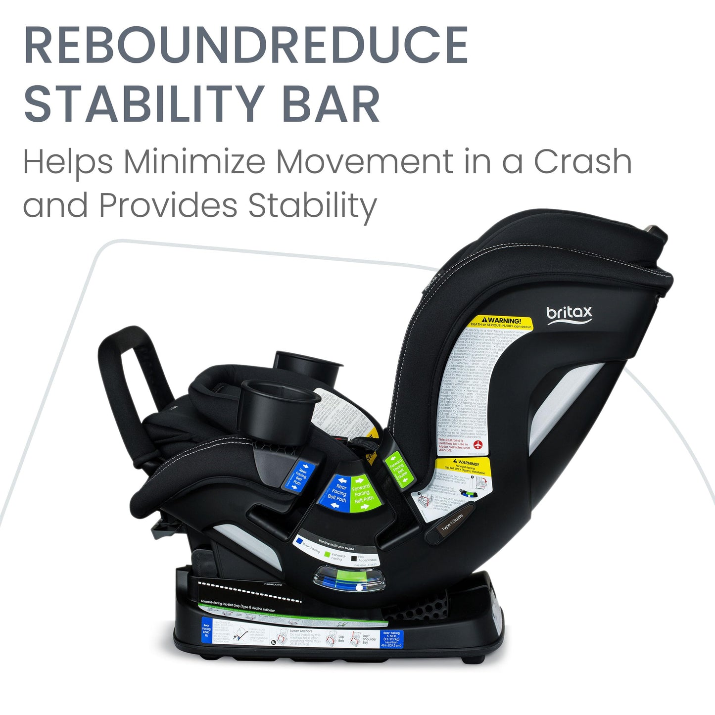 Britax Poplar S Convertible Car Seat, 2-in-1 Car Seat with Slim 17-Inch Design, ClickTight Technology, Arctic Onyx