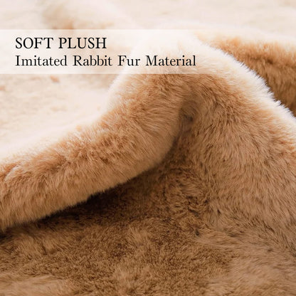 Cute Rugs for Bedroom Aesthetic 2 x 2 Feet Soft Fluffy Area Kids Rug for Nursery Faux Rabbit Fur Rug Bear Carpet Teen Girls Room Home Decor