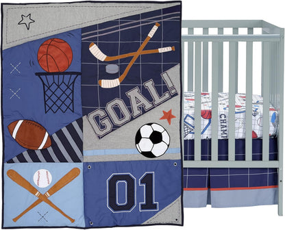 Lambs & Ivy Baby Sports 3-Piece Football/Basketball Baby Crib Bedding Set