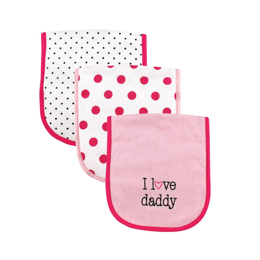 Luvable Friends Unisex Baby Cotton Burp Cloths with Fiber Filling, Girl Daddy, One Size