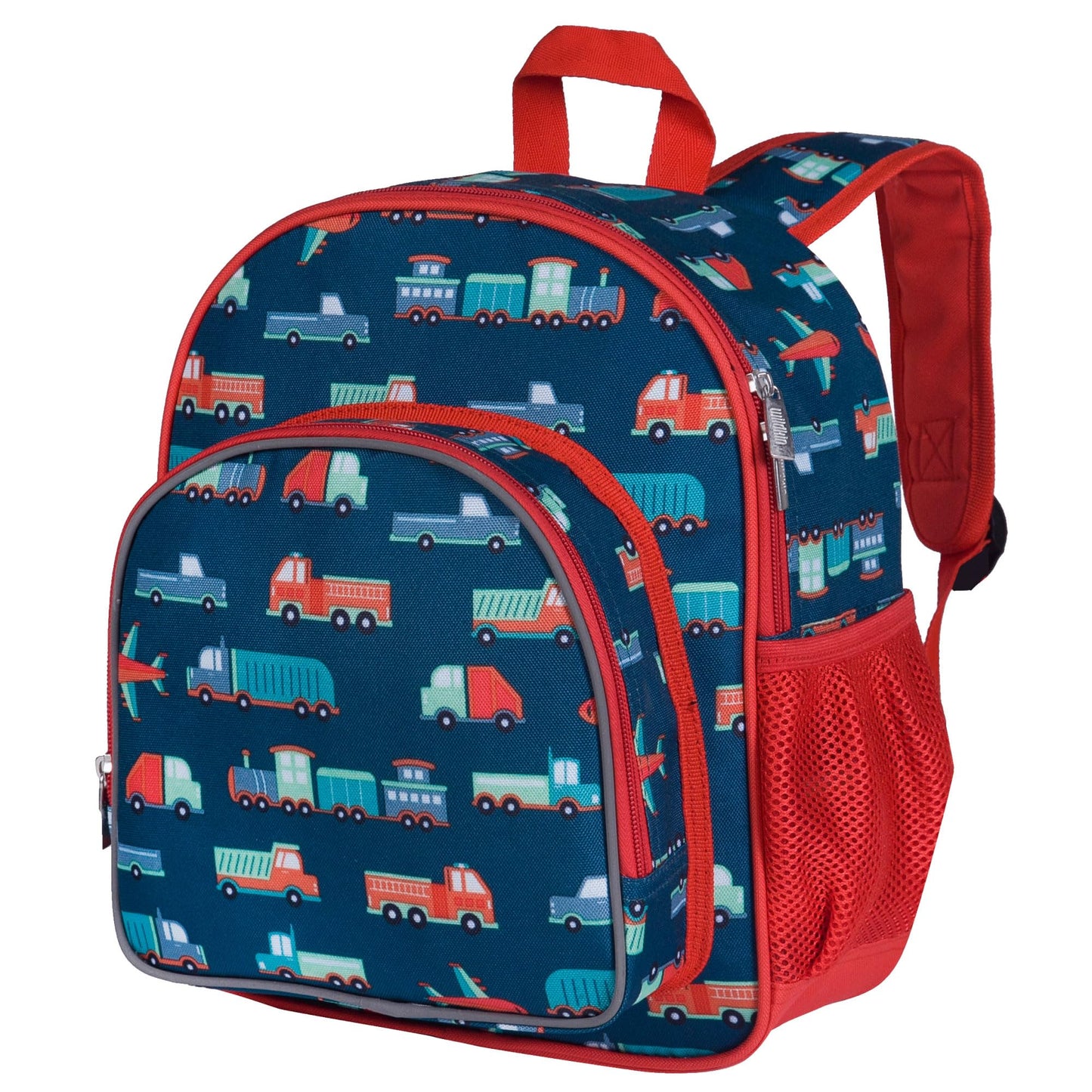 Wildkin 12-inch Kids Backpack – Padded, Adjustable, Ideal for Daycare & Travel - Trains, Planes, and Trucks