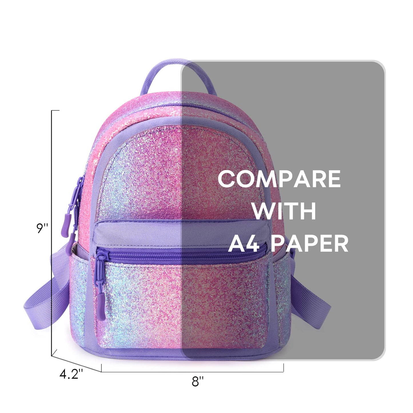mibasies Mini Backpack for Girls Kids Rainbow Purse Dance Bag for Girls Gifts age 2 3 4 5 6 7 8 yrs
