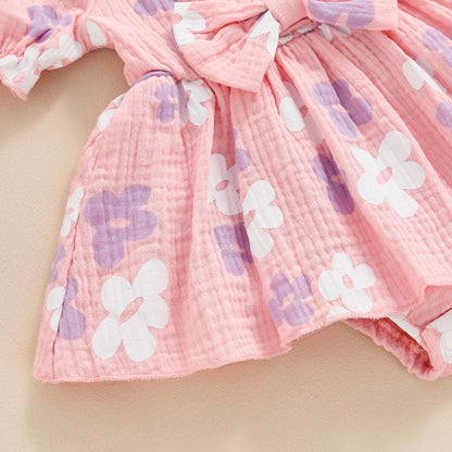 Baby Girls Daisy Romper Bowknot Bodysuit+Headband Short Sleeve Playsuits Floral Jumpsuit Infant Summer Clothes