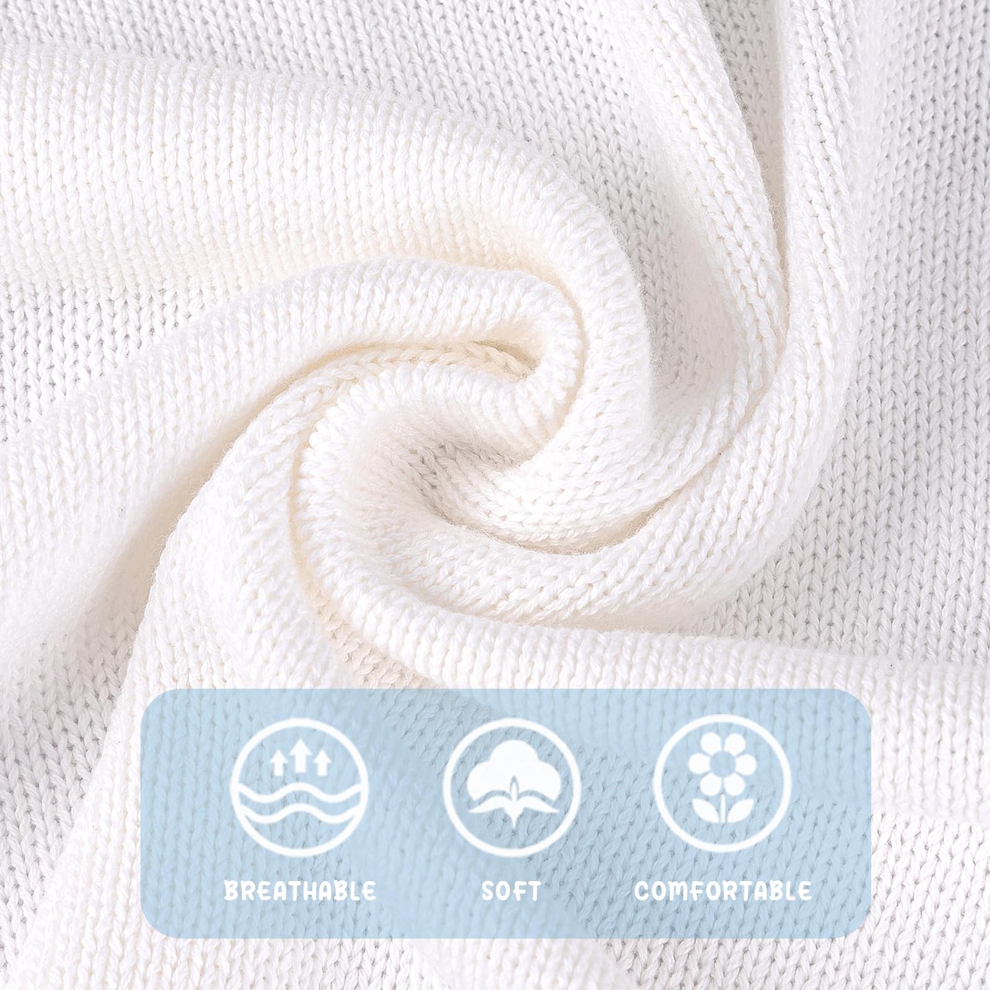 Booulfi Knit White Baby Blankets Neutral,Crib Stroller Newborn Blankets for Boys Girls,Cotton Lace Crochet Winter Blanket Nursery Blanket New Baby Essentials, 38X39