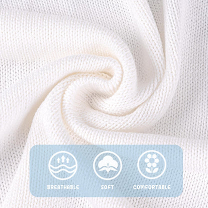 Booulfi Knit White Baby Blankets Neutral,Crib Stroller Newborn Blankets for Boys Girls,Cotton Lace Crochet Winter Blanket Nursery Blanket New Baby Essentials, 38X39