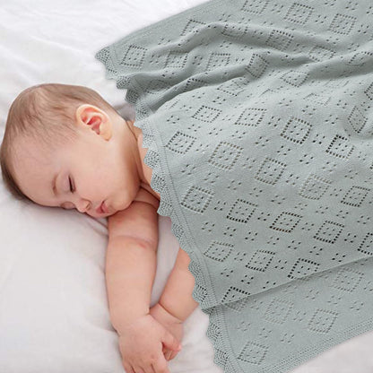 mimixiong Baby Swaddle Blanket 100% Cotton Gender Neutral Pointelle Receiving Blanket for Boys Girls Cuddle Stroller Crib Blanket (Oatmeal)