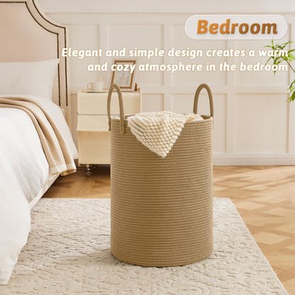 Laundry Basket,Woven Cotton Rope Laundry Hamper,60L for Decor Storage of Dirty Clothes,Toys and Blankets in Bathroom,Baby Room and Living Room