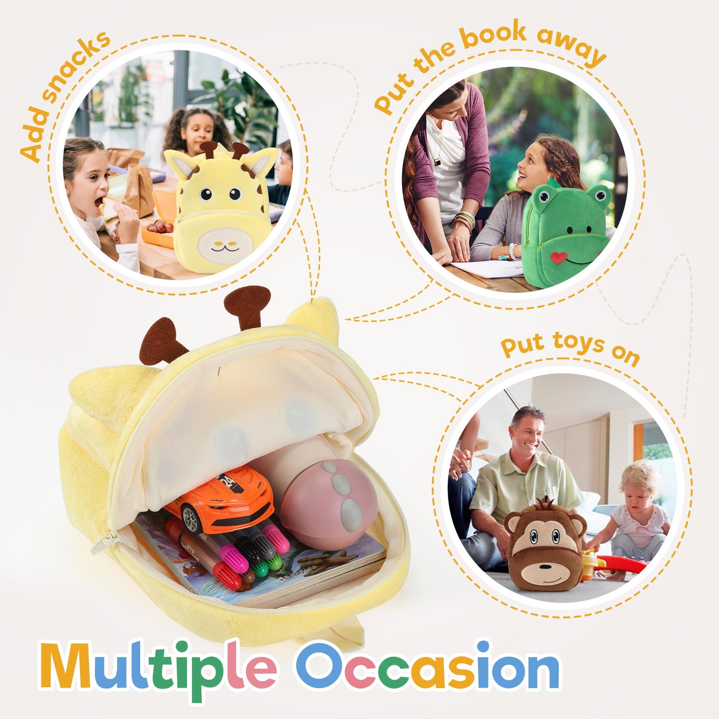 MICHLEY Toddler Backpack Plush Animal SchoolBag Cartoon Girls Travel Bag Mini Baby Daypack for Kids Kindergarten Pre School Bags, Cow
