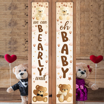 umoni Teddy Bear Banner, We Can Bearly Wait, Brown Glitter, Baby Shower Decorations, Gender Reveal Party Supplies, 19.0x70.0 inches