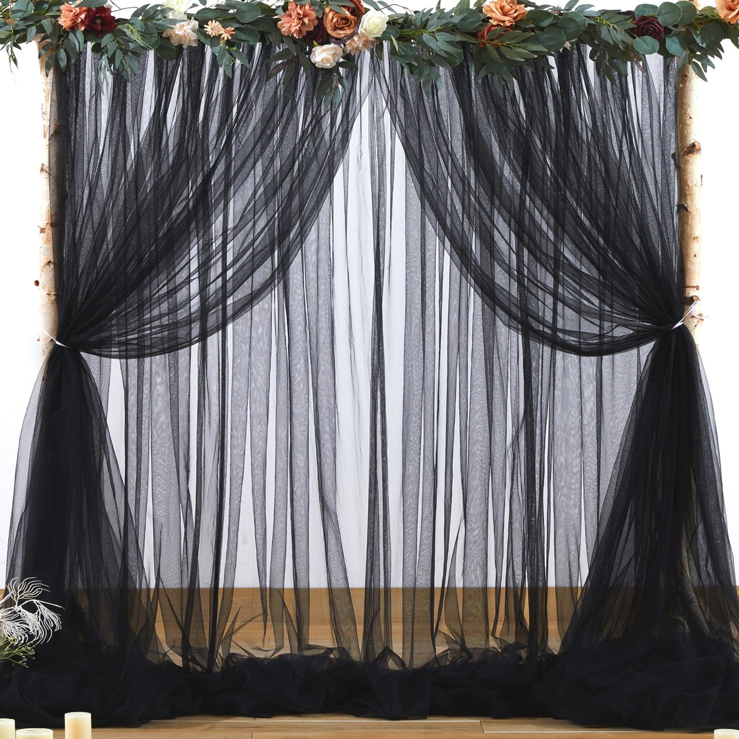 Champagne Tulle Backdrop Curtain for Parties Wedding 10ft×8ft Champagne Sheer Backdrop Curtains for Baby Shower Bridal Shower Reception Birthday Party Christmas Photoshoot Decorations 2 Panels