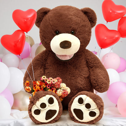 MorisMos Smile Giant Teddy Bear, 51inch Large Stuffed Bears with Big Footprints, Big Stuffed Animals Cuddly Plush Gifts for Girlfriends, Boyfriend, Dark Brown