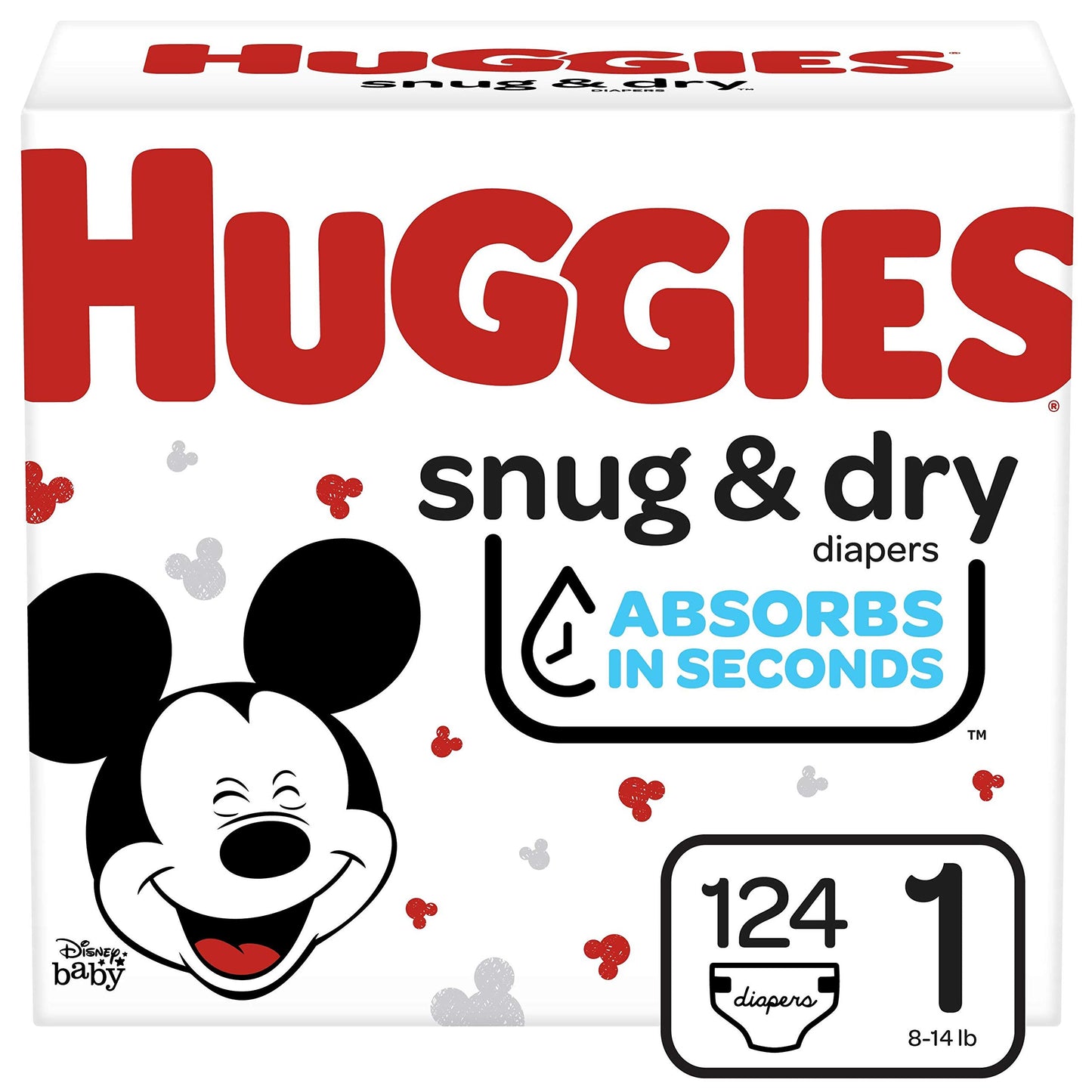 Huggies Size 1 Diapers, Snug & Dry Newborn Diapers, Size 1 (8-14 lbs), 38 Count, Packaging May Vary