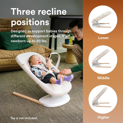 Stokke Yoga Baby Bouncer & Swing, Light Sand - Dual Movement to Soothe & Stimulate Babies Up to 20 lbs - Includes Newborn Cushion for Head Support - Three Adjustable Positions