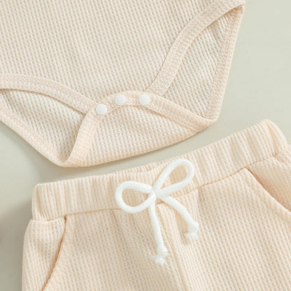 MERSARIPHY Newborn Baby Boy Summer Clothes Mama's Boy Little Dude Short Sleeve Romper Shorts Set Infant Waffle Knit Outfit