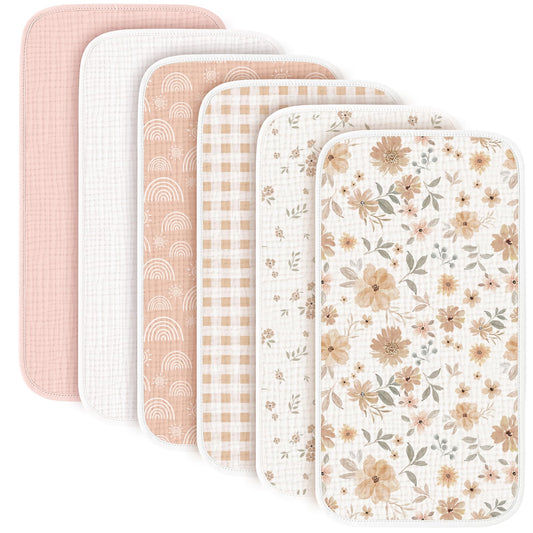 Konssy 6-Pack Muslin Baby Burp Cloths, Large 100% Cotton Burping Clothes, Soft & Absorbent for Newborns, Baby Boys and Girls