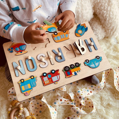 Personalized Name Puzzle with Gift Wrapping and Customizable Blessing - Montessori Learning Toy for Toddlers Ages 1-3, Helps Kids Recognize Their Names