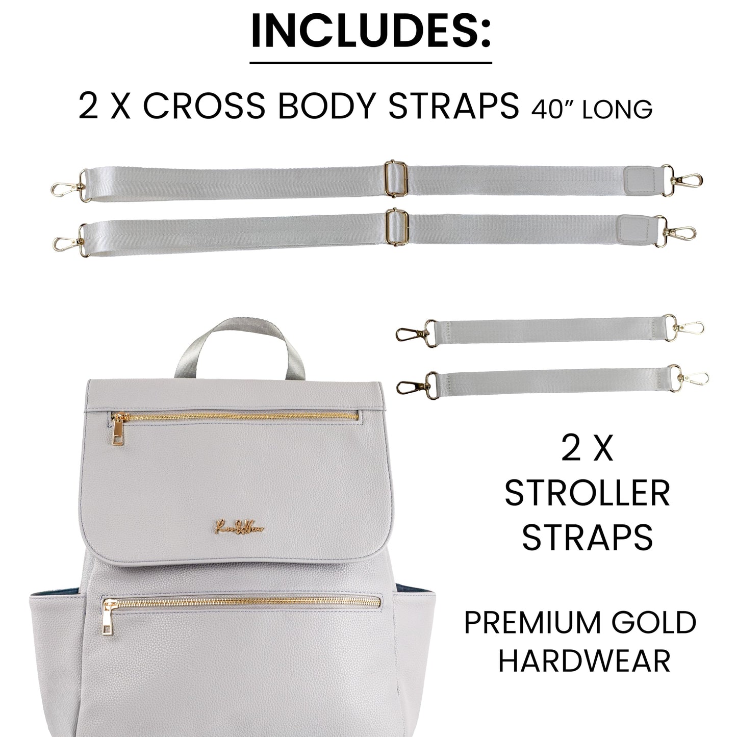 Premium Vegan Leather Diaper Bag Backpack – Large Designer Baby Bag, Stylish Diaper Backpack with Stroller & Crossbody Straps & Multiple Compartments (Powder Blue)