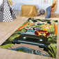 Kids Rug with Cute Animals on a Hot Air Balloon Ride in Pastel, Size: 2'8" x 4'11"