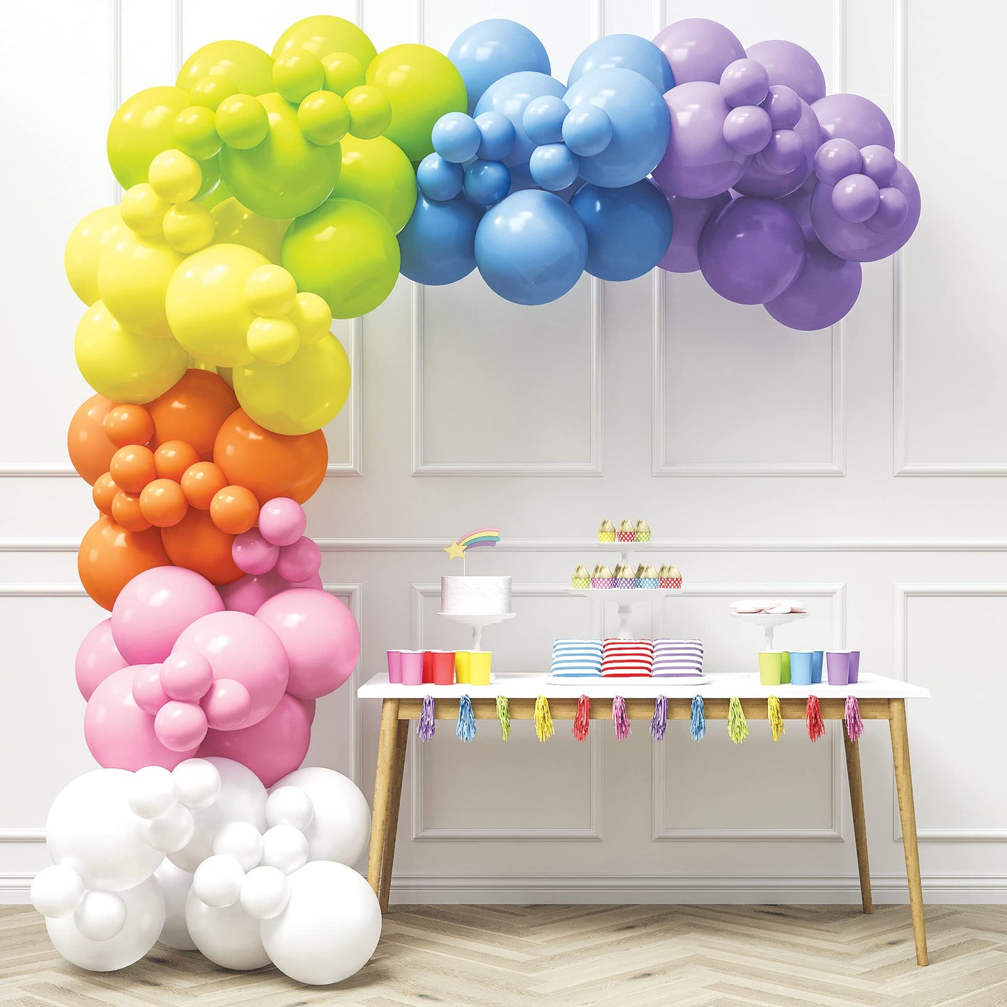 HOUSE OF PARTY 140PCS Pastel Rainbow Balloon Arch Garland Kit - Balloon Arch Kit-Birthday Balloons, Globos para Decoracion de Fiestas | Ideal for valentines day Baby Shower Party Decorations