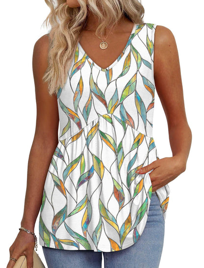 OFEEFAN Womens Tank Tops 2025 Flowy Peplum Tops for Women Dressy Sleeveless V Neck Babydoll Tank Tops