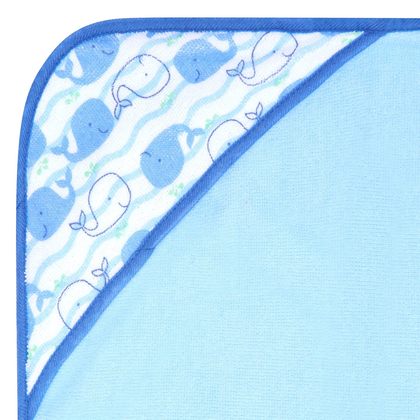 Buttons & Stitches Boy's 3-Pack Blue Whale Hooded Baby Towels, 26x30 Inches