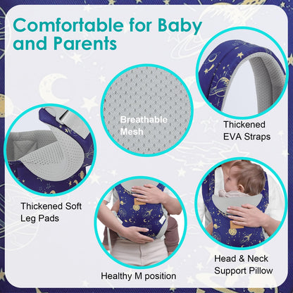 Baby Carrier Newborn to Toddler, Ergonomic Adjustable Toddler Carriers for 7-65 Lbs, Cozy Lightweight Infant Carrier with Neck Support, Baby Holder Carrier with Lumbar Support for Mom Dad