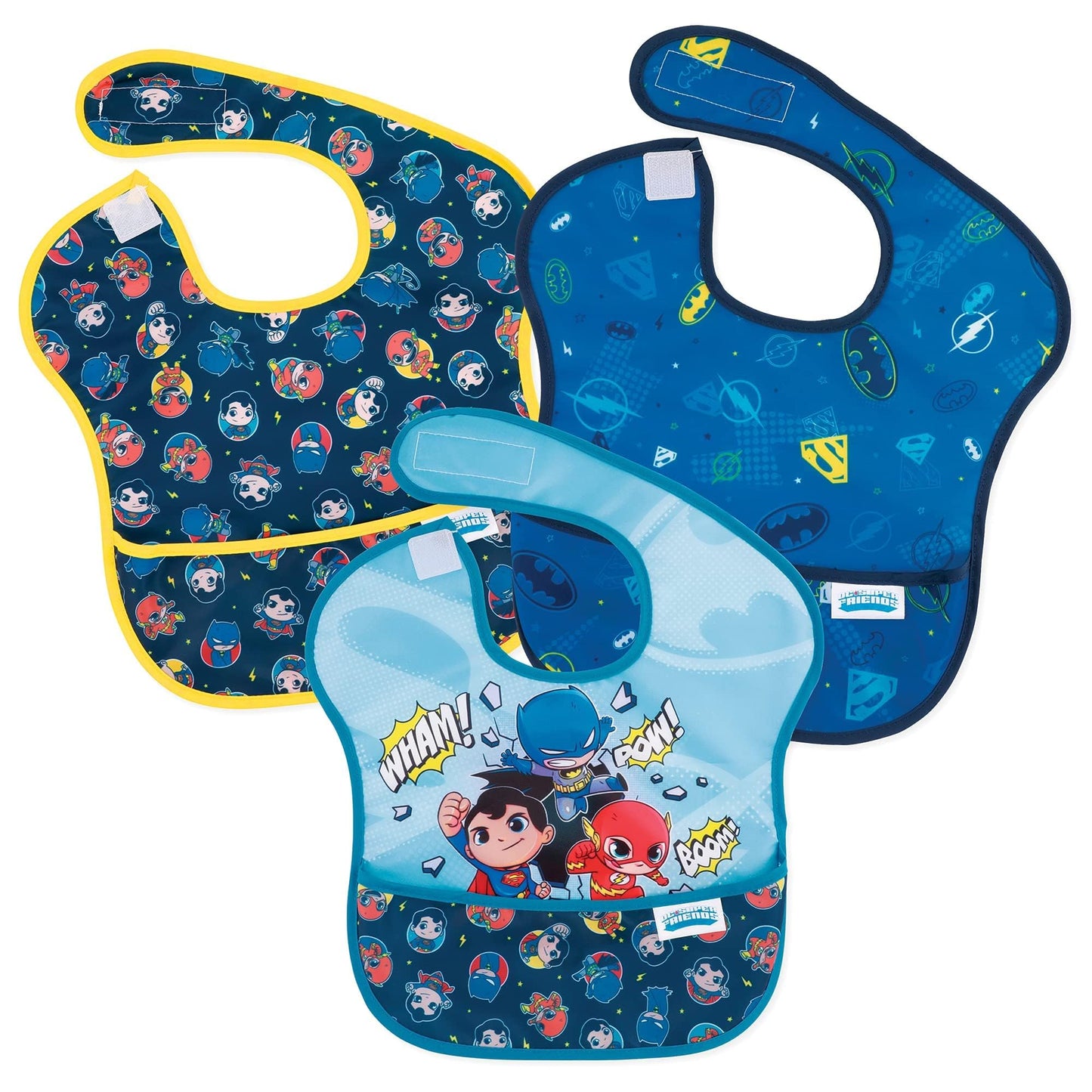Bumkins Disney Bibs for Girl or Boy, SuperBib Baby and Toddler 6-24 Months, Essential Must Have for Eating, Feeding, Baby Led Weaning, Mess Saving Waterproof Soft Fabric, 3-pk Pooh Bear and Friends
